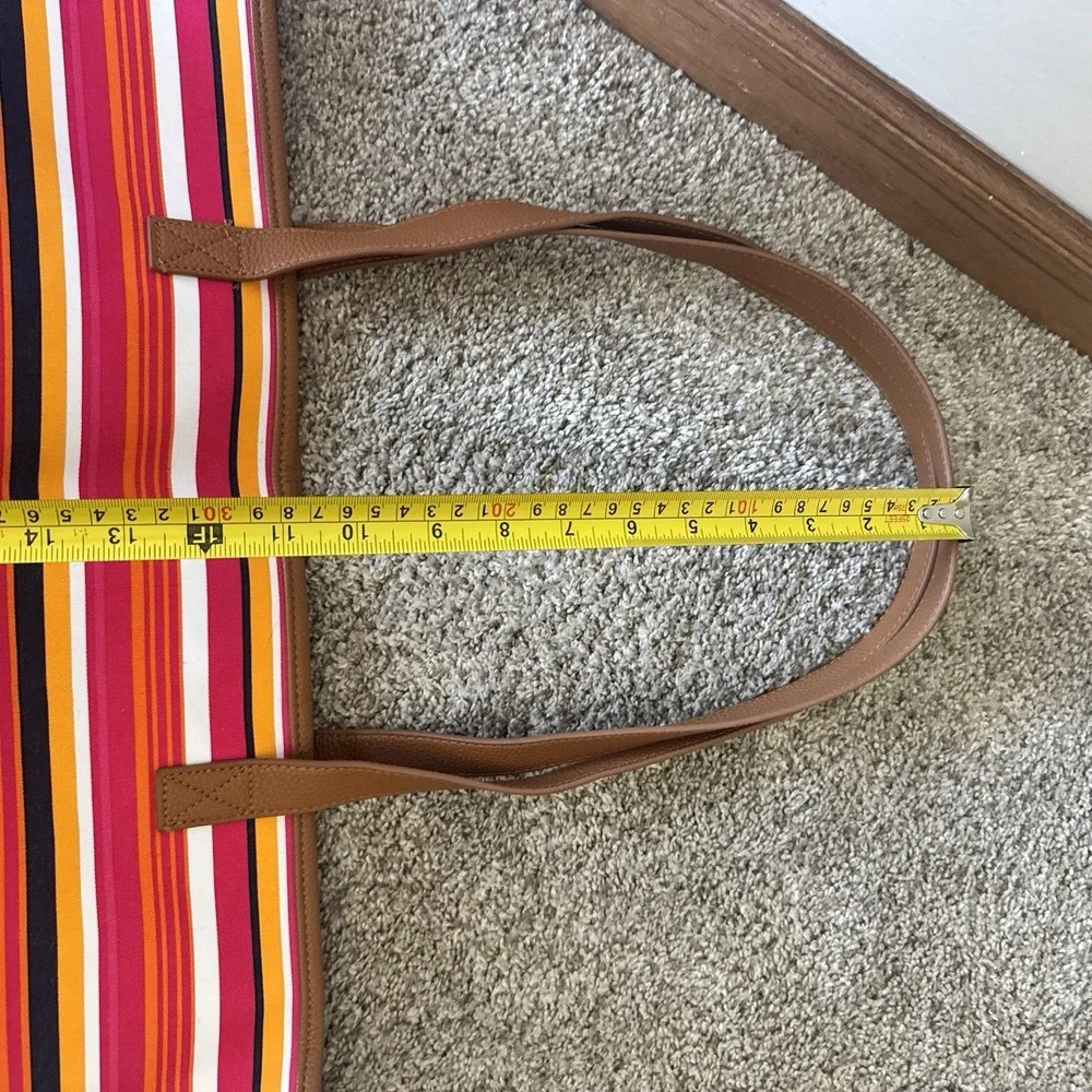 Thirty-One Pinstripe Punch Print Beach Bag Tote ~ Med/Lrg ~ Preowned, But Unused